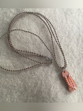 Pink Beaded Flip-Flop Pendant Necklace on Macrame Cord - Women's Fashion Jewelry